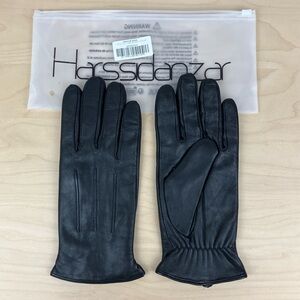Harssidanzar Women’s Size Large Black Leather Cashmere Lined Gloves NWT
